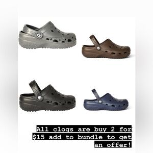 2 for $15 ALL kids/Juniors/Ladies clogs